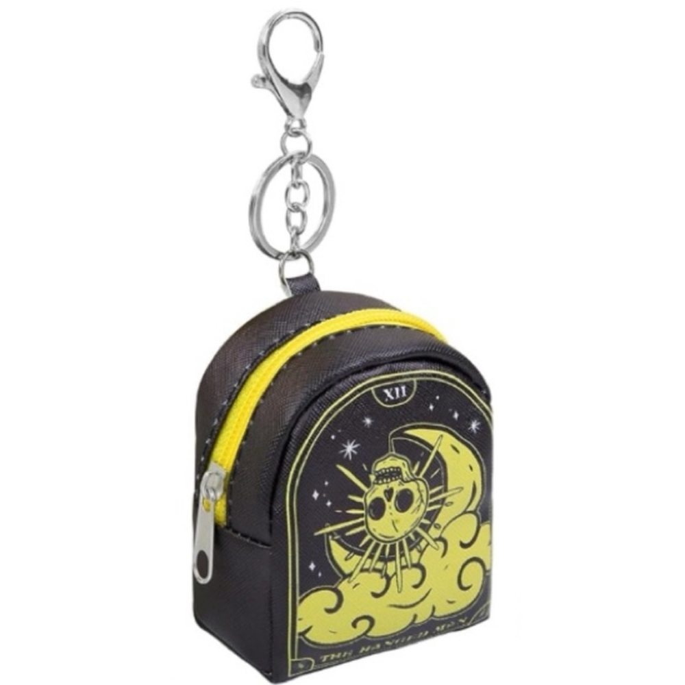 🌙 NEW Bag Charm Mini Backpack Tarot Skull Moon “The Hanged Man” Black Goth